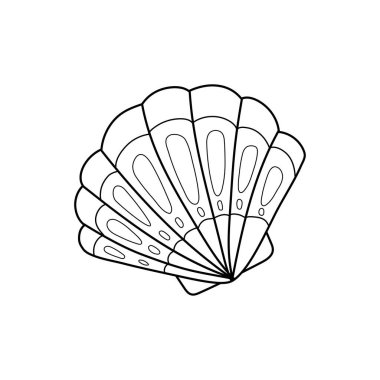 İnci kabuğu vektör çizimi. Çizgi çalışması. çocuklar ve yetişkinler için basılabilir renklendirme sayfası