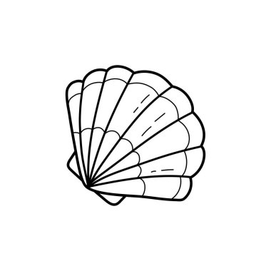 İnci kabuğu vektör çizimi. Çizgi çalışması. çocuklar ve yetişkinler için basılabilir renklendirme sayfası