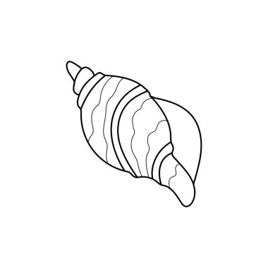 Salyangoz deniz kabuğu çizimi. Çizgi çalışması. Çocuklar ve yetişkinler için yazdırılabilir renklendirme sayfası