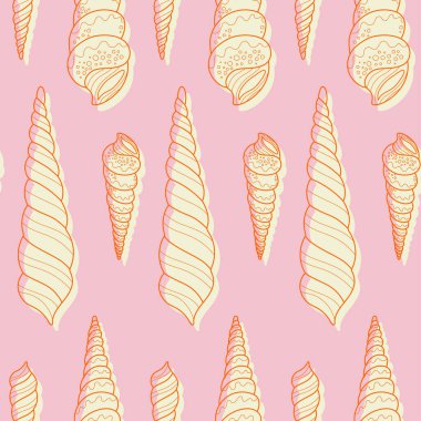 Plaj mermileri pürüzsüz. Pastel renklerde vektör arkaplanı. Ambalaj kağıdı, duvar kağıdı, defter kapağı için yaz deseni.