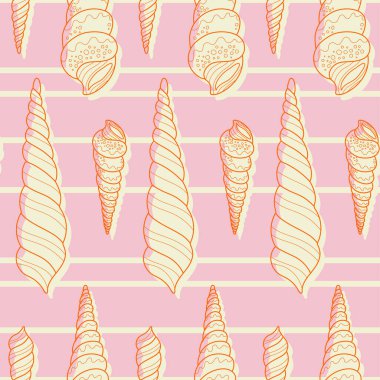 Deniz kabuklu, kusursuz bir denizci deseni. Yaz zamanı, deniz, su altında. El yapımı deniz kabuğu resimlerinde pastel renkler kullanılmış.