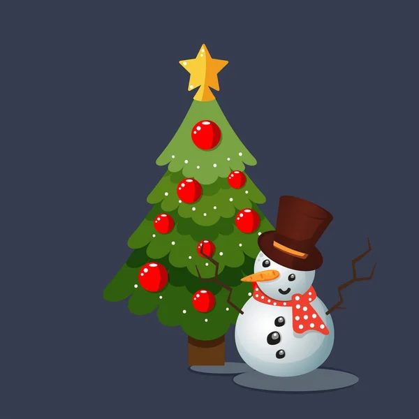 Noel ağacı eşarplı kardan adamla