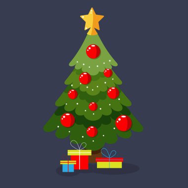 Hediye kutularıyla Noel ağacı