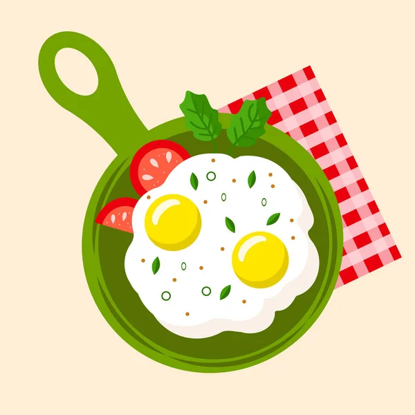 Huevos Fritos Con Verduras Plato —  Fotos de Stock