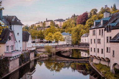 Cityscape of Luxembourg City in autumn clipart