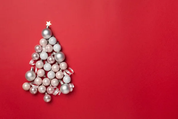 Mücevher Süslemeden Yapılmış Noel Ağacı Üst Manzara — Stok fotoğraf