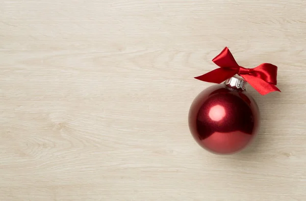 Ahşap Arka Planda Noel Oyuncağı Üst Manzara — Stok fotoğraf