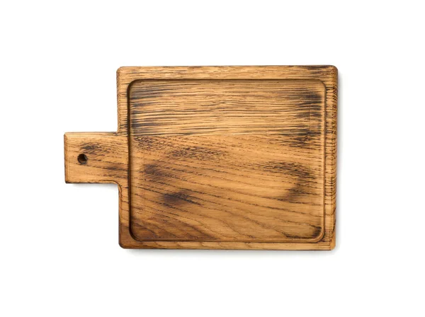 Wooden Cutting Board Isolated White Top View — Stock Photo, Image