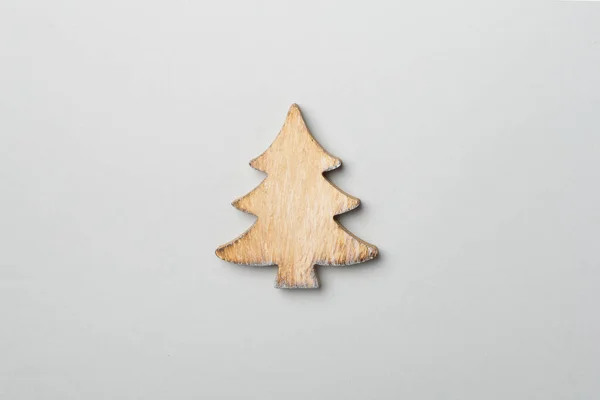 Dřevěný Vánoční Strom Barevném Pozadí Horní Pohled — Stock fotografie