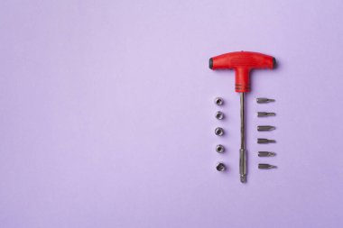 Tornavida biti renk arkaplan, üst görünüm üzerine ayarlandı.