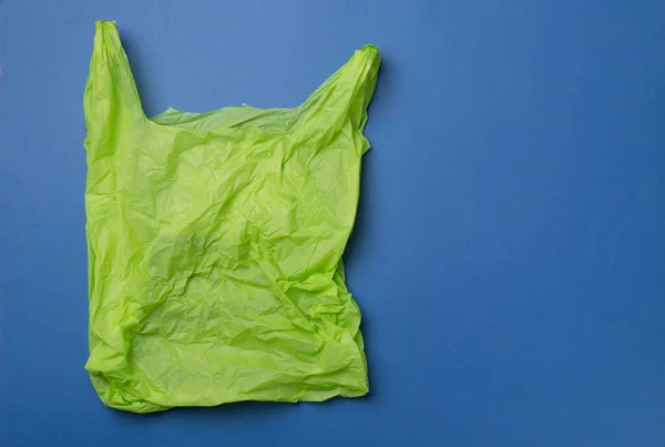 Disposable Plastic Bag Color Background Top View — Foto Stock