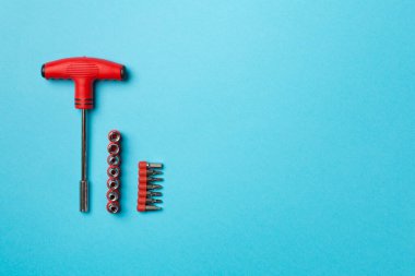 Tornavida biti renk arkaplan, üst görünüm üzerine ayarlandı.