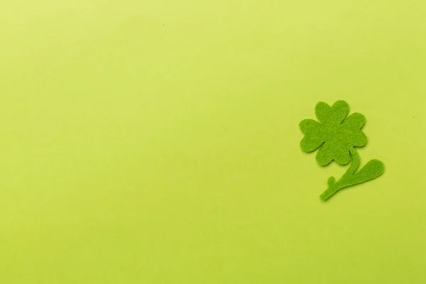 Felt Clover Color Background Top View Patricks Day Concept — Stock Photo, Image