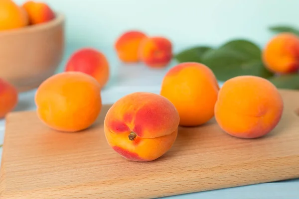 Composition Ripe Apricots Wooden Table — Stockfoto