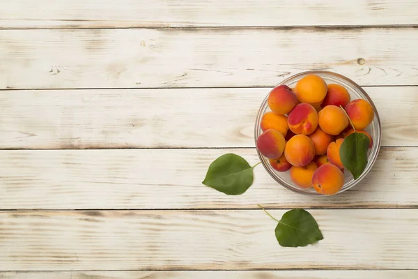 Composition Ripe Apricots Wooden Background Top View — 图库照片