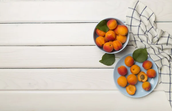 Composition Ripe Apricots Wooden Background Top View — Photo