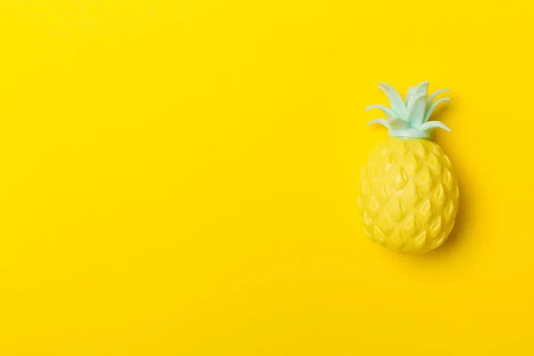 Pineapple Fruit Toy Color Background Top View — Stockfoto