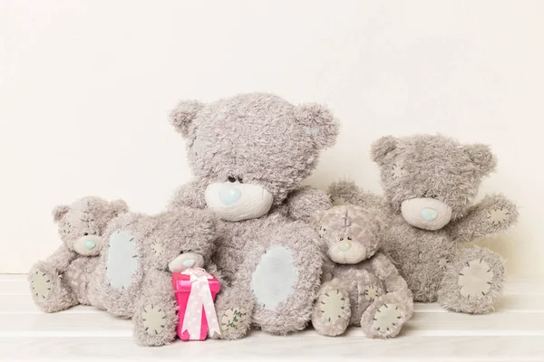 Niedliche Teddybären Auf Hellem Hintergrund — Stockfoto