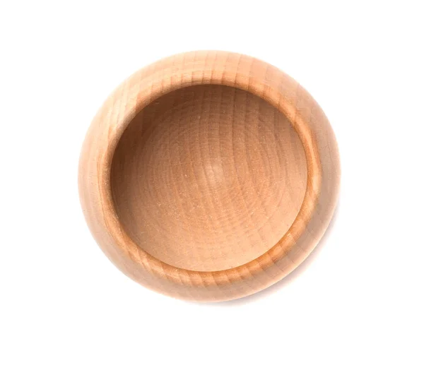 Wooden Bowl Isolated White Top View — Stock Photo, Image