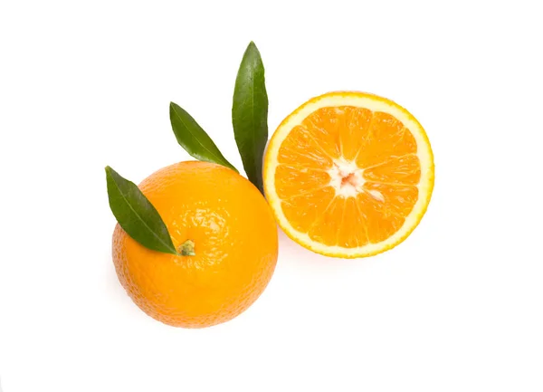 Свіжі Апельсини Ізольовані Білому Вид Зверху — стокове фото