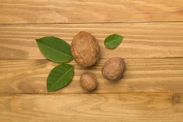 Fresh Walnuts Wooden Background Top View — Stock Photo, Image