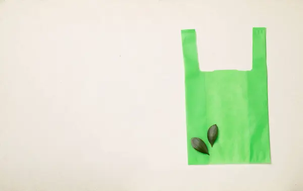 Biologisch Abbaubare Tasche Auf Betongrund Draufsicht — Stockfoto