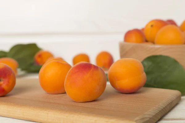 Composition Ripe Apricots Wooden Background Top View — Stockfoto