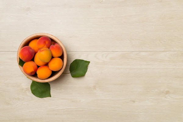 Composition Ripe Apricots Wooden Background Top View — Photo