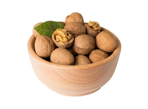 Walnuts Bowl Isolated White — Stock Photo, Image