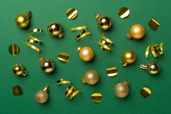 Christmas Balls Color Background Top View — Stock Photo, Image