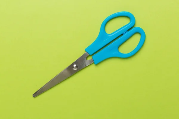Blue Scissors Color Backgroung Top View — Stock Photo, Image
