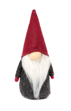 Küçük Noel cücesi beyaz arka planda izole edilmiş.