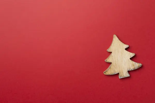 Ξύλινο Χριστουγεννιάτικο Δέντρο Φόντο Χρώμα Κορυφαία Προβολή — Φωτογραφία Αρχείου