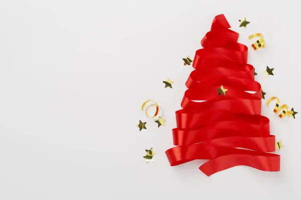 Χειροποίητο Χριστουγεννιάτικο Δέντρο Διακόσμηση Φόντο Χρώμα Κορυφή Άποψη — Φωτογραφία Αρχείου
