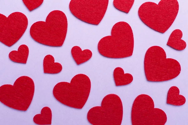 Felt Hearts Color Background Top View — Stock Fotó
