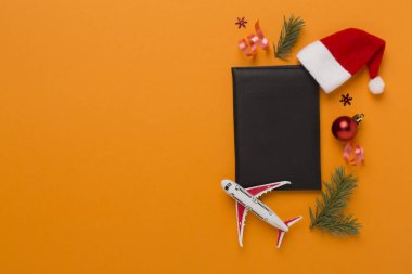 Christman tatil aksesuarları renk arkaplanı, üst görünüm