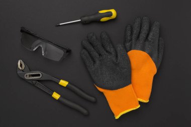 Renk arkaplan, üst görünüm inşaat ekipmanları