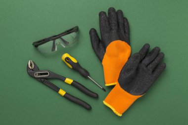 Renk arkaplan, üst görünüm inşaat ekipmanları