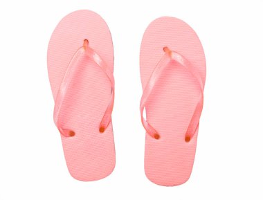 Parlak parmak arası terlikler beyaz, üst görünümde izole