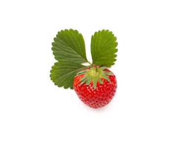 Çilekli ve yapraklı, beyaz, üst manzara