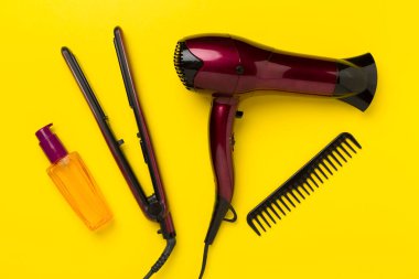 Renk arkaplanı, üst, görünüm üzerinde termo korumalı saç araçları