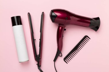 Renk arkaplanı, üst, görünüm üzerinde termo korumalı saç araçları