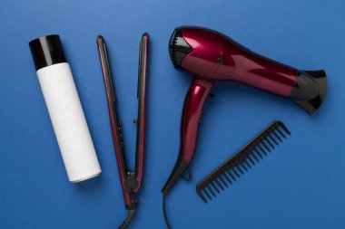 Renk arkaplanı, üst, görünüm üzerinde termo korumalı saç araçları