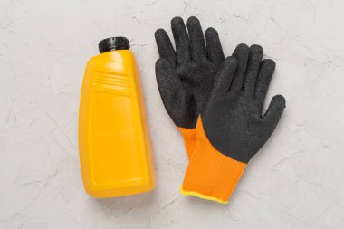 Somut arka planda otomobil ürünleri ve araçları, üst görünüm