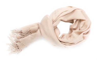 Beyaz arkaplanda şık eşarp, üst görünüm