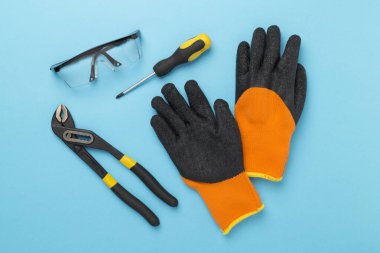 Renk arkaplan, üst görünüm inşaat ekipmanları