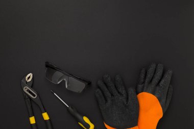 Renk arkaplan, üst görünüm inşaat ekipmanları