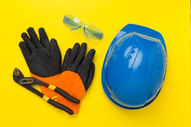 Renk arkaplan, üst görünüm inşaat ekipmanları