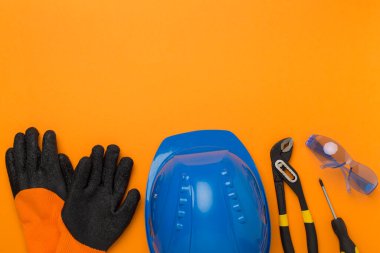 Renk arkaplan, üst görünüm inşaat ekipmanları