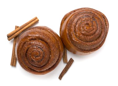 Tatlı tarçınlı rulo beyaz, üst manzara